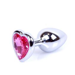 Анальная пробка-украшение - Jewellery Silver Heart Plug - Light Pink