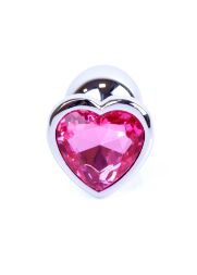 Анальная пробка-украшение - Jewellery Silver Heart Plug - Light Pink