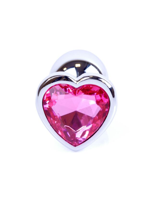 Анальна пробка-прикраса - Jewellery Silver Heart Plug - Light Pink