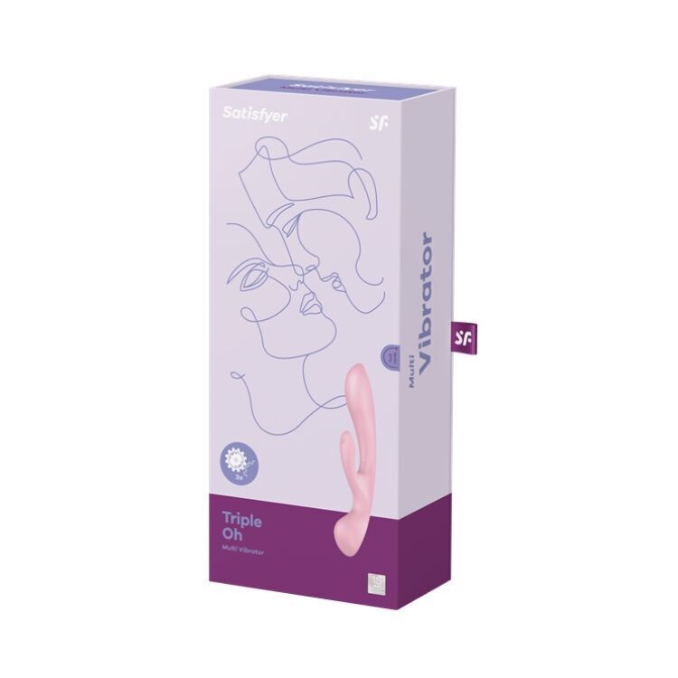 Двусторонний вибратор-кролик Satisfyer Triple Oh Pink (мятая упаковка!!!)