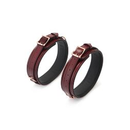 Фіксатори для стегон Liebe Seele Wine Red Thigh Cuffs L Size, натуральна шкіра