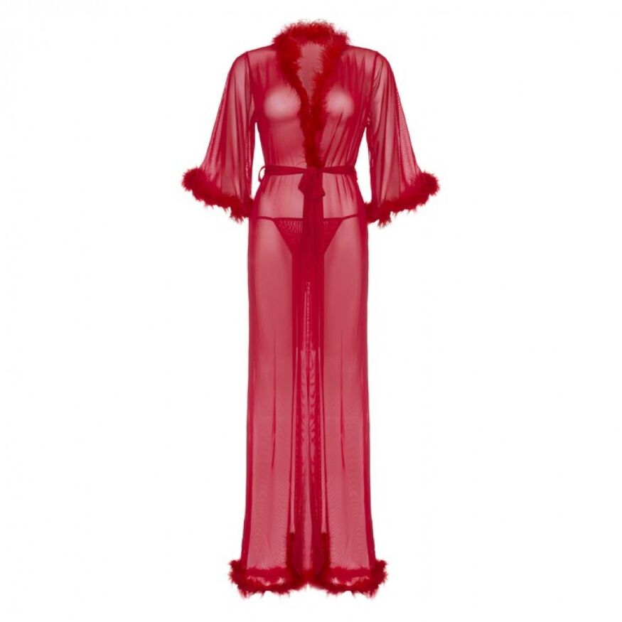 Длинный халат Leg Avenue Marabou Trimmed Red
