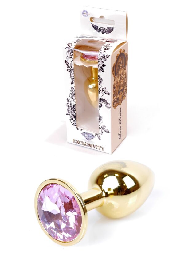 Анальная пробка с камнем Plug-Jewellery Gold PLUG- Rose S