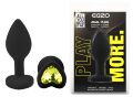 Силіконова анальна пробка EGZO - Silicone Black Heart Plug Lime, size S