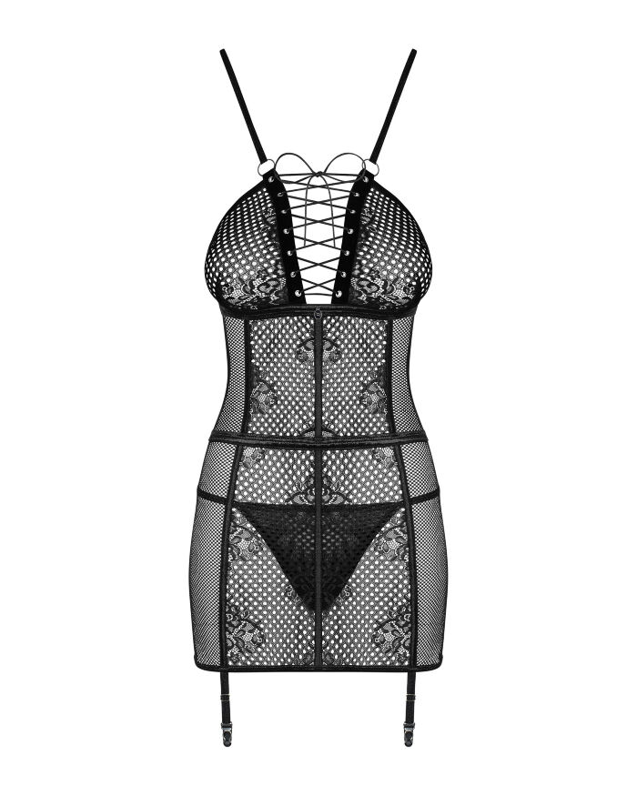 411008 Сорочка Obsessive Basitta chemise &amp; thong S/M