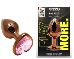 Анальна пробка з кристалом EGZO - Dark Gold Heart Plug Pink, size S