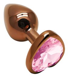 Анальна пробка з кристалом EGZO - Dark Gold Heart Plug Pink, size S