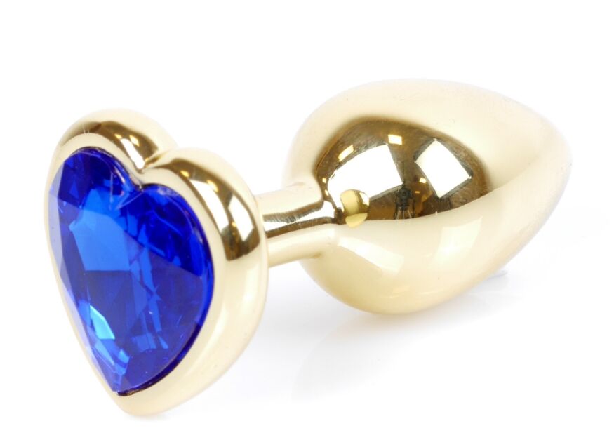 Анальная пробка Boss Series - Jewellery Gold Heart PLUG Dark Blue S, BS6400041