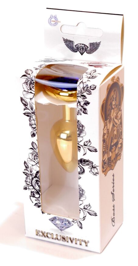 Анальная пробка Boss Series - Jewellery Gold Heart PLUG Dark Blue S, BS6400041