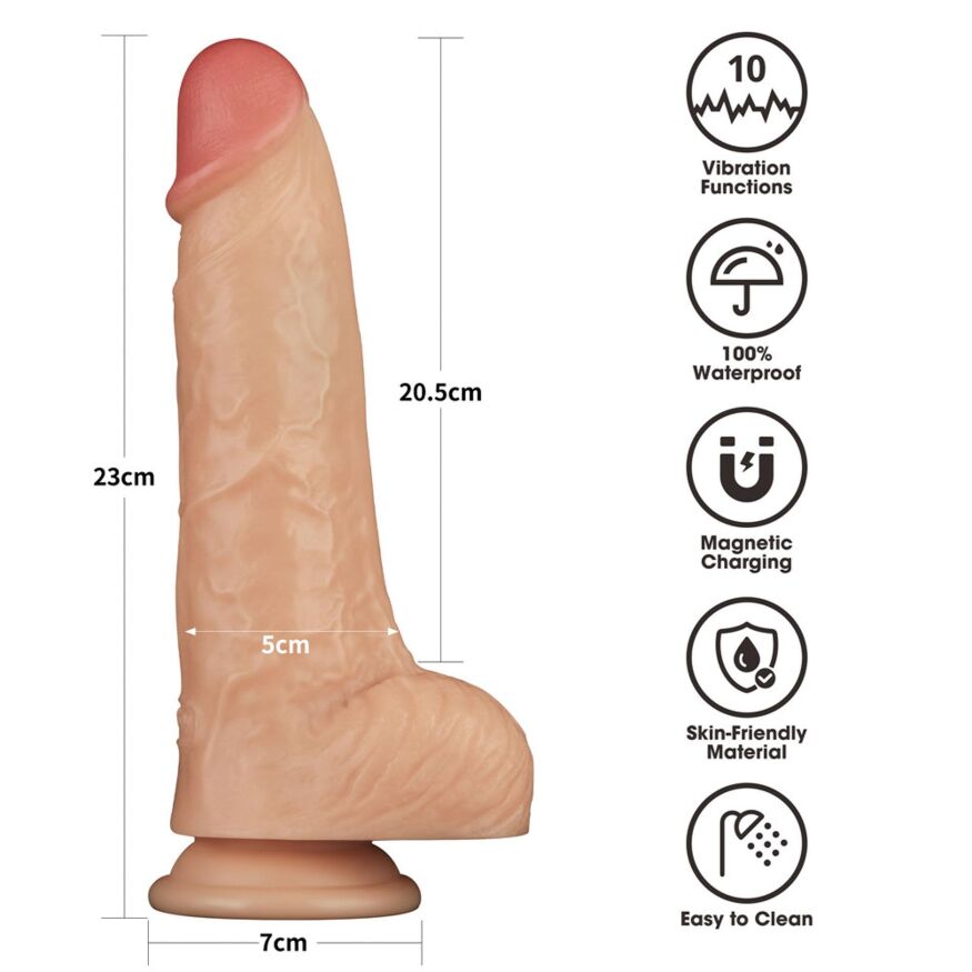 Крупний реалістичний вібратор - LoveToy Vibrating Power Basics Cock 9"