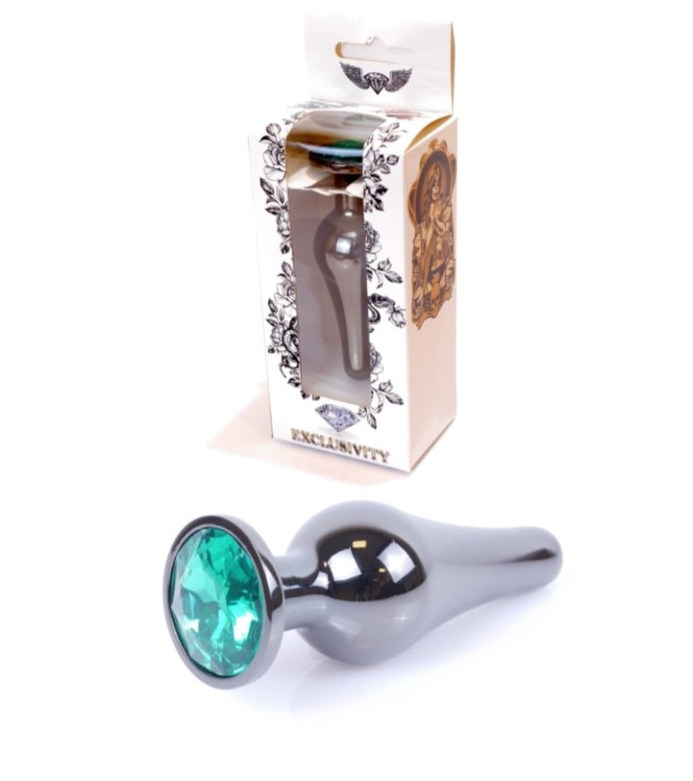 Анальна пробка - Jewellery Dark Silver BUTT PLUG- Green
