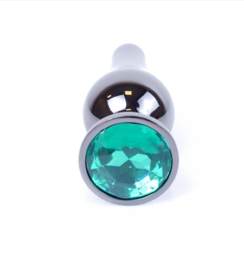 Анальна пробка - Jewellery Dark Silver BUTT PLUG- Green