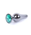 Анальна пробка - Jewellery Dark Silver BUTT PLUG- Green