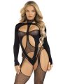 Бодистокинг 2 в 1 Leg Avenue Bodystocking with cutout teddy, One Size, черный, чулки-сетки и тедди