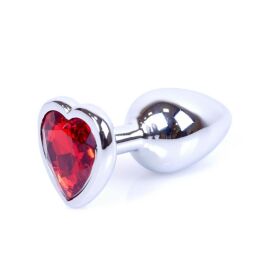 Анальная пробка в форме сердца - Jewellery Silver Heart Plug - Red