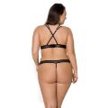 Комплект белья Passion Viena Set 4XL/5XL beige, лиф, стринги с доступом, бантики