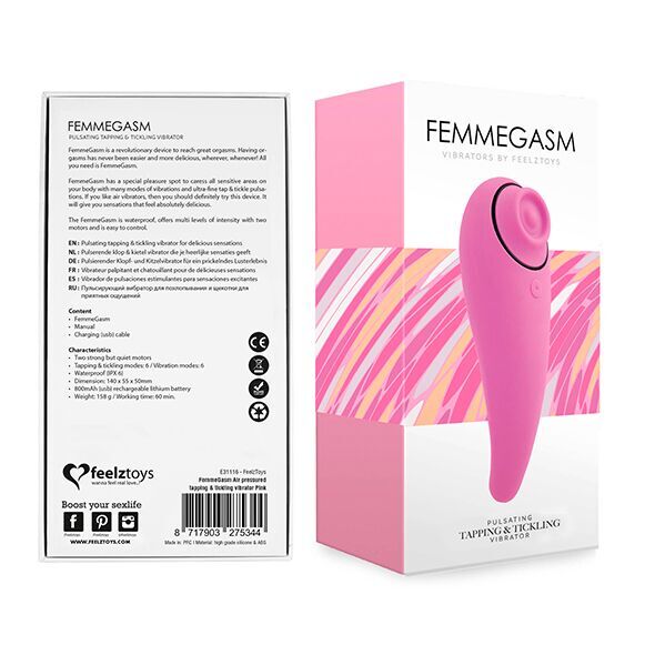 Пульсатор для клітора плюс вібратор FeelzToys - FemmeGasm Tapping &amp; Tickling Vibrator Pink