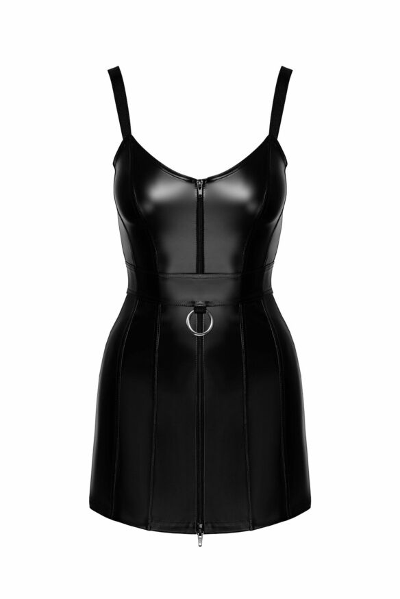 Платье Noir Handmade F320 Starlet, L, под латекс, мини, молния по всей длине, кольцо на поясе