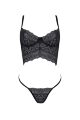 Комплект Passion KERRIA SET black, XXL/XXXL сетка+кружево, бюстье и стринги