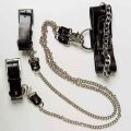 Набор ошейник+наручники Silver With Chain