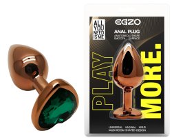 Анальна пробка з кристалом EGZO - Dark Gold Heart Plug Marine, size S