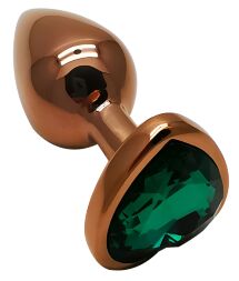 Анальна пробка з кристалом EGZO - Dark Gold Heart Plug Marine, size S