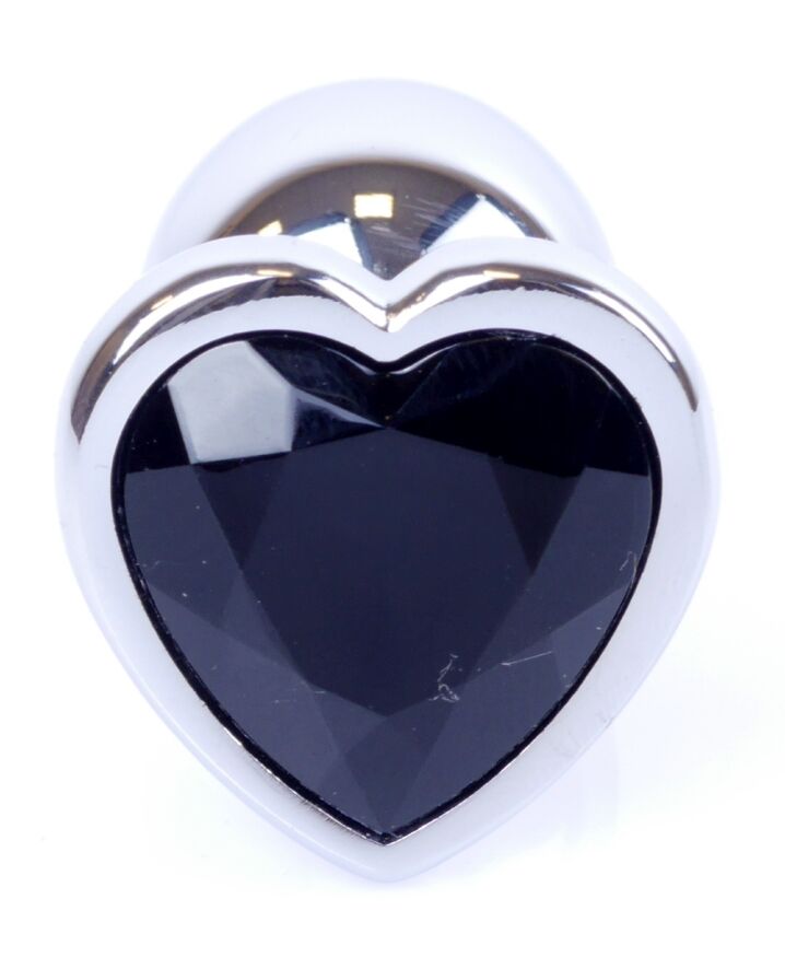 Анальная пробка Boss Series - Jewellery Silver Heart PLUG Black S, BS6400047