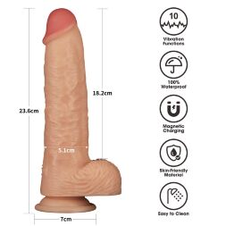 Товстий реалістик з вібрацією - LoveToy Vibrating Power Basics Cock 9.5"