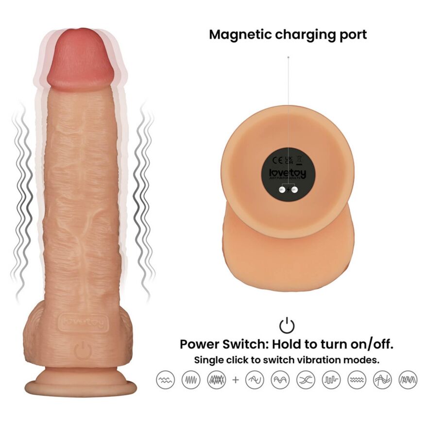 Товстий реалістик з вібрацією - LoveToy Vibrating Power Basics Cock 9.5"