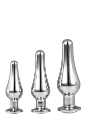 DT21874 набір анальних пробок конічної форми Dream Toys GLEAMING LOVE PLEASURE SET SILVER