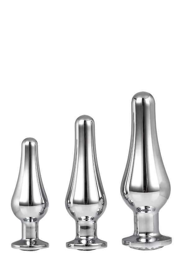 DT21874 набір анальних пробок конічної форми Dream Toys GLEAMING LOVE PLEASURE SET SILVER