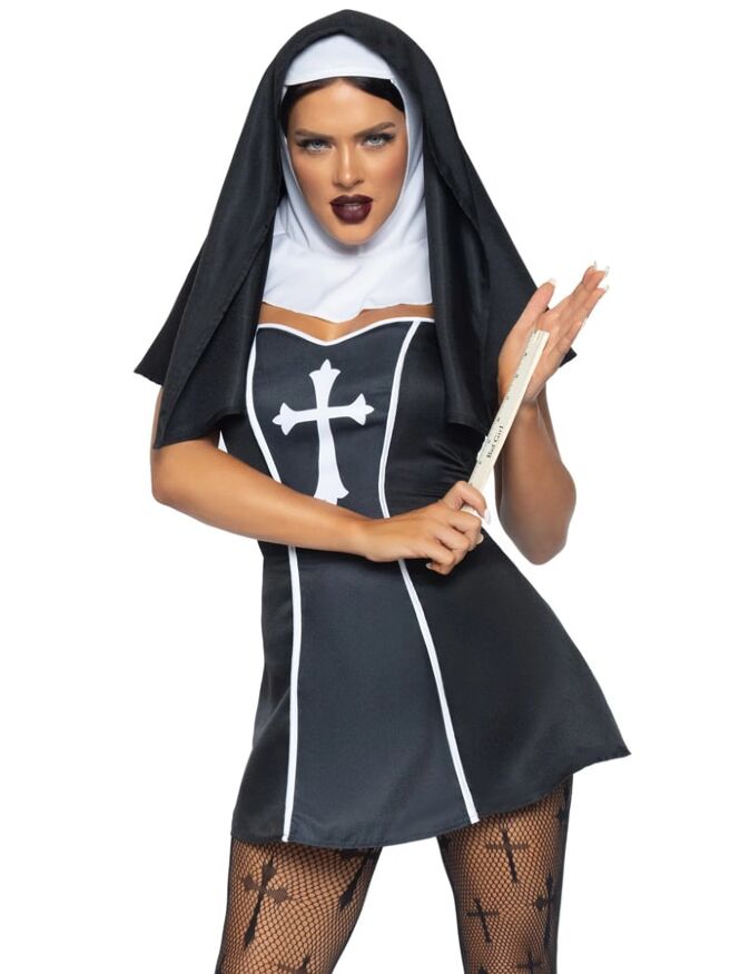 Костюм монашки Leg Avenue, Naughty Nun 2 предмета, черный