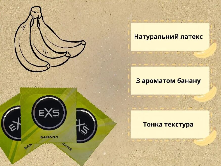 Набір презервативів для орального сексу Exs Banana з ароматом банана (ціна за 10 шт.)
