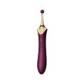 Вибратор двухсторонний универсальный ZALO BESS 2 Velvet Purple с 4 насадками и нагревом, фиолетовый