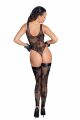 Боді Noir Handmade F242 Tulle body with patterned flock embroidery, XL