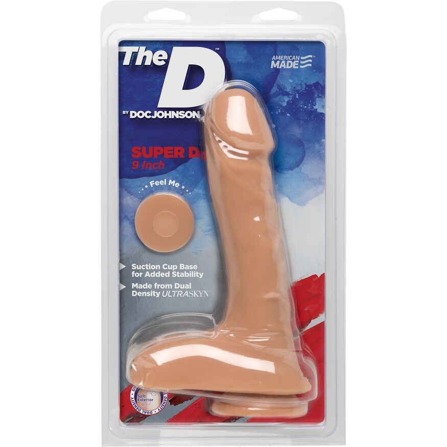 Фалоімітатор Doc Johnson The D - Super D - 9 Inch With Balls - ULTRASKYN, діаметр 5,1 см