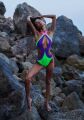 Цельный купальник неоновый Obsessive Playa Norte S
