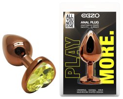 Анальна пробка з кристалом EGZO - Dark Gold Heart Plug Lime, size S