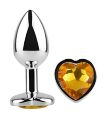 Анальная пробка с кристаллом EGZO - Silver Heart Plug Yellow size S