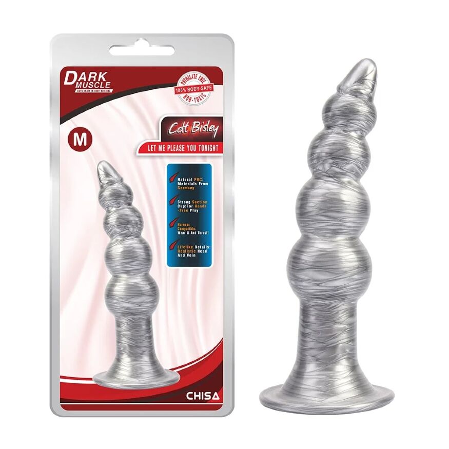 Анальная пробка рельефная размер M Silver Dark Muscle Chisa