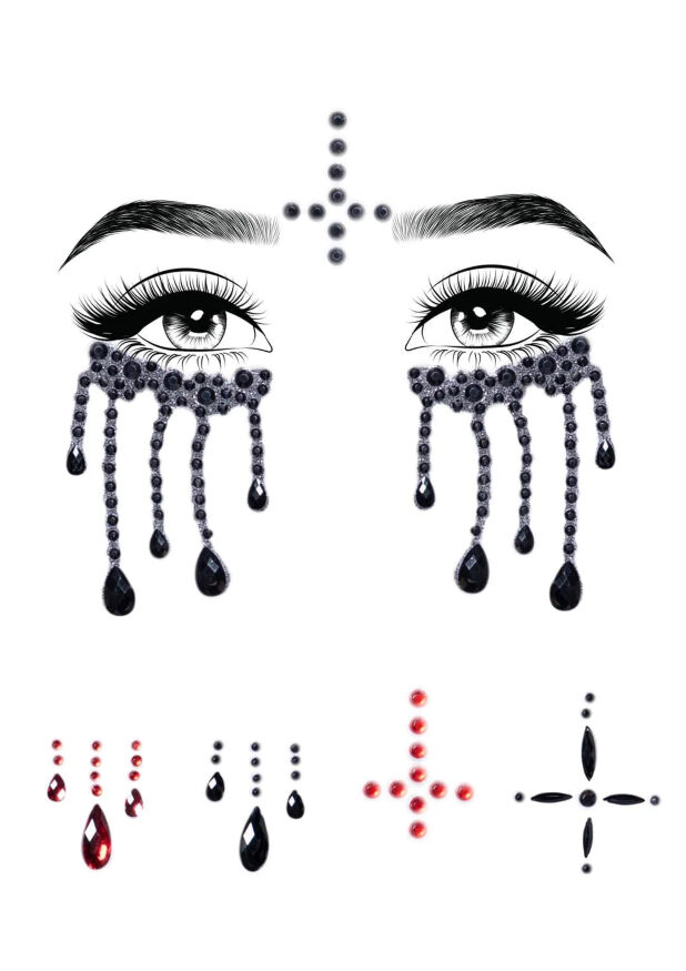 Маска зі страз Possessed face jewels sticker Leg Avenue