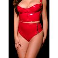 Трусики глянцевые OhMyG! Tokyo с молнией, красные, L/XL
