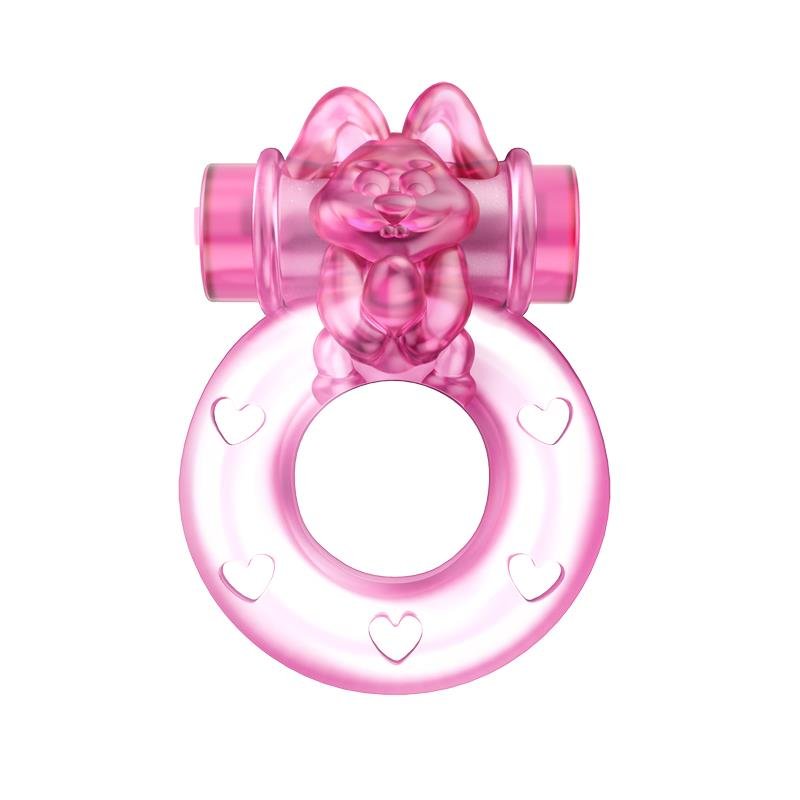 Кольцо эрекционное с вибрацией Baile bunny, розовое, 1.5 см
