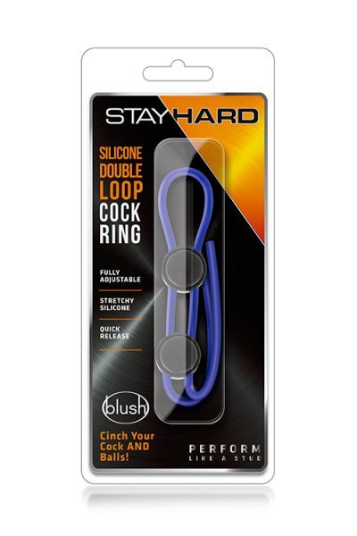 T331084 Регулируемое эрекционное кольцо STAY HARD DOUBLE LOOP BLUE