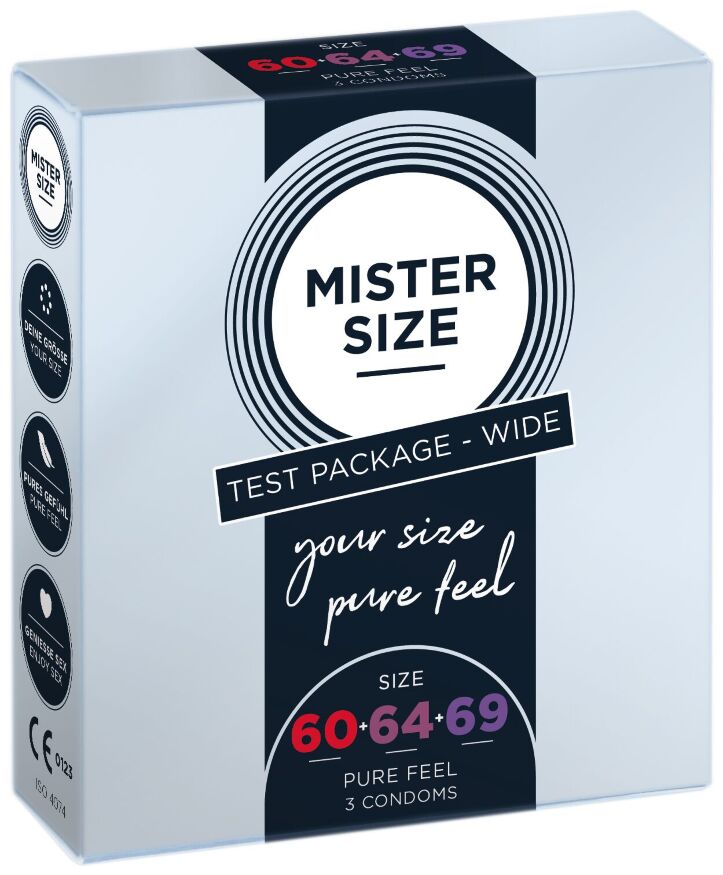Презервативы увеличенного размера  MISTER SIZE Testbox (набор для подбора размера)60-64-69 мм(3 шт)