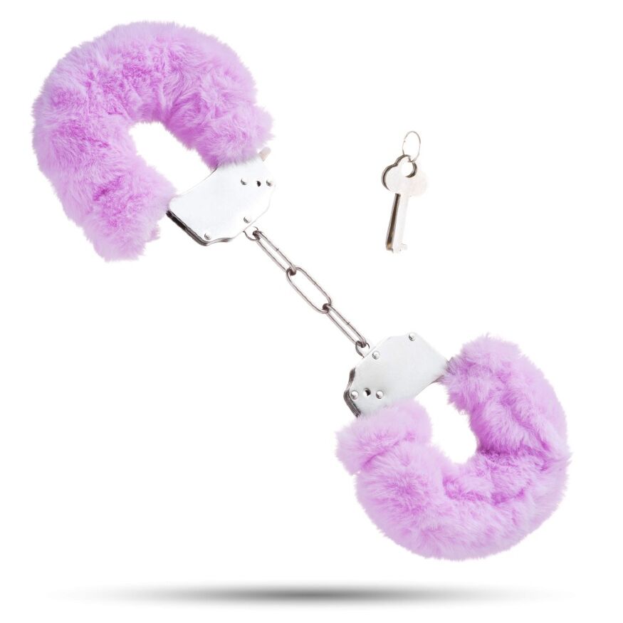 Наручники металлические Roomfun с толстым фиолетовым мехом S&amp;M CuffS