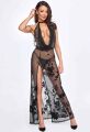 Платье длинное Divinity F312 Noir Handmade, с глубоким декольте, черное, размер M