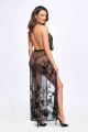 Платье длинное Divinity F312 Noir Handmade, с глубоким декольте, черное, размер M