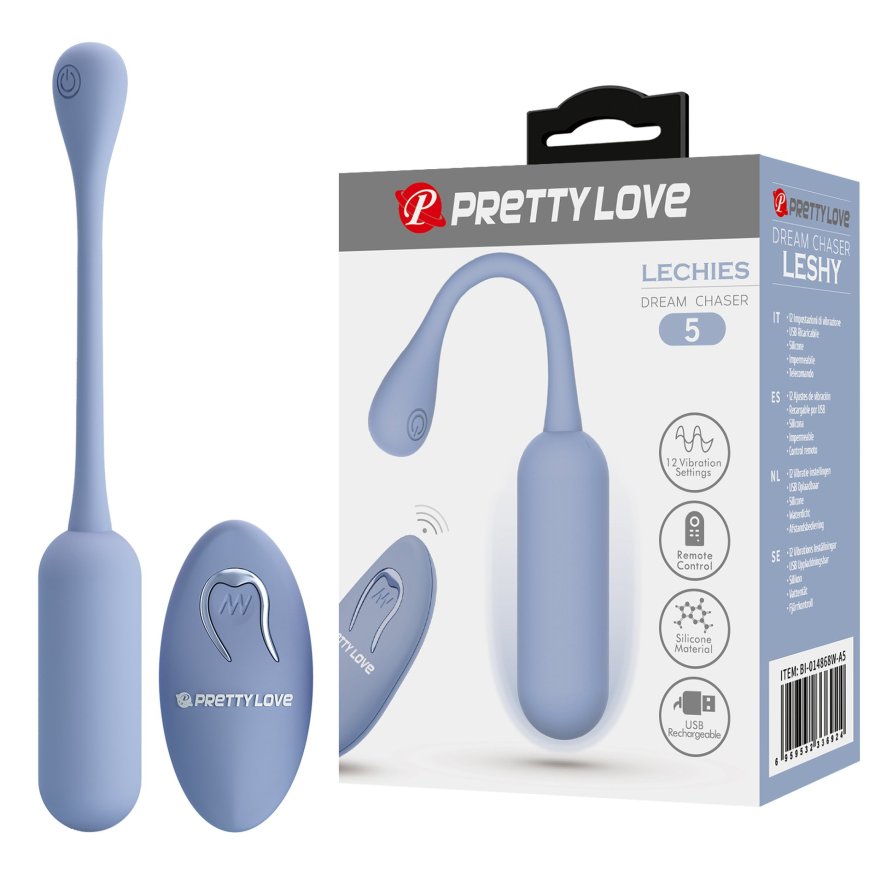 Виброяйцо вагинальное Pretty Love Lechies Dream с пультом, голубое, 18.6 х 2.8 см