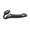 Безремневой страпон с вибрацией Strap-On-Me Vibrating Black M, диаметр 3,8 см, пульт ДУ, регулируемый